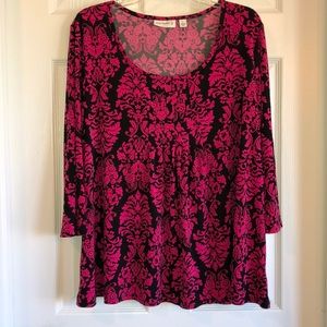 EUC Susan Graver 3/4 Sleeve Top Size L